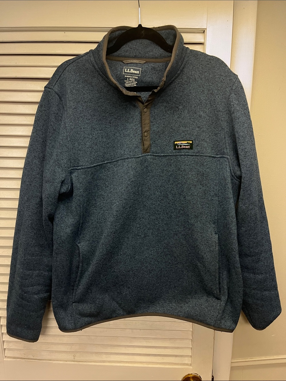 L.L. Bean Slate Blue Snap-Placket Fleece Pullover